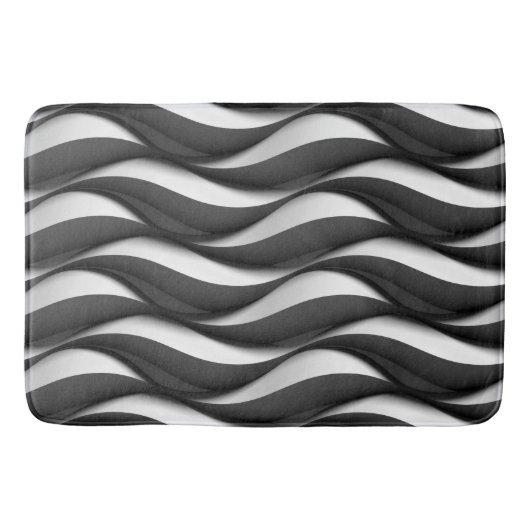 3 Dimensionen Wavy Black and White Muster Badematte (Vorderseite)
