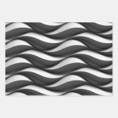 3 Dimensionen Wavy Black and White Muster Geschenkpapier Set (Vorderseite 2)