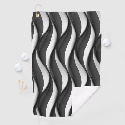 3 Dimensionen Wavy Black and White Muster Golfhandtuch (Insitu)