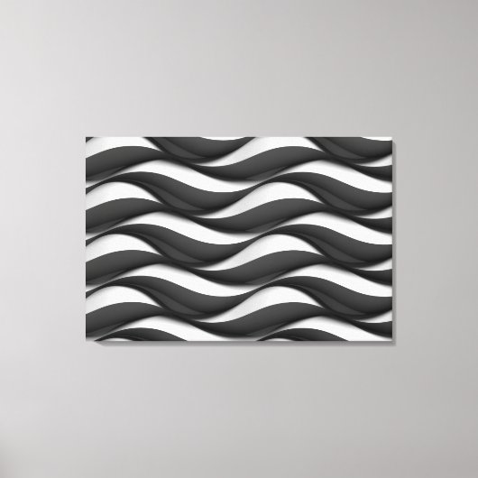 3 Dimensionen Wavy Black and White Muster Leinwanddruck (Vorderseite)