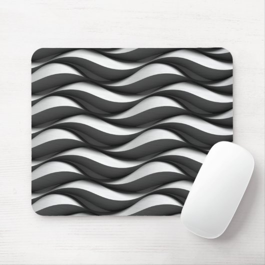 3 Dimensionen Wavy Black and White Muster Mousepad (Mit Mouse)