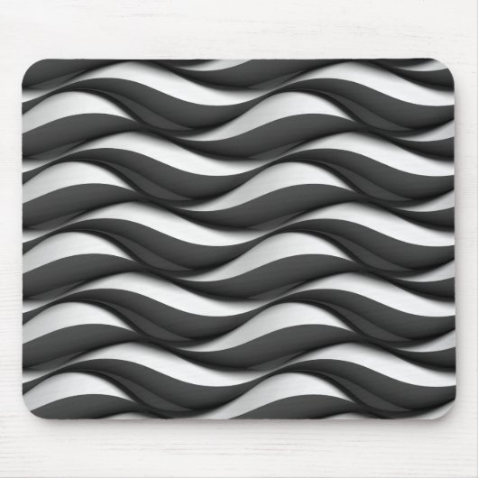 3 Dimensionen Wavy Black and White Muster Mousepad (Vorne)