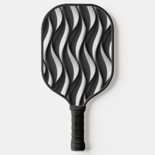 3 Dimensionen Wavy Black and White Muster Pickleball Schläger