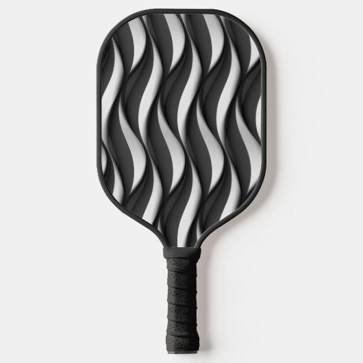 3 Dimensionen Wavy Black and White Muster Pickleball Schläger (Vorderseite)