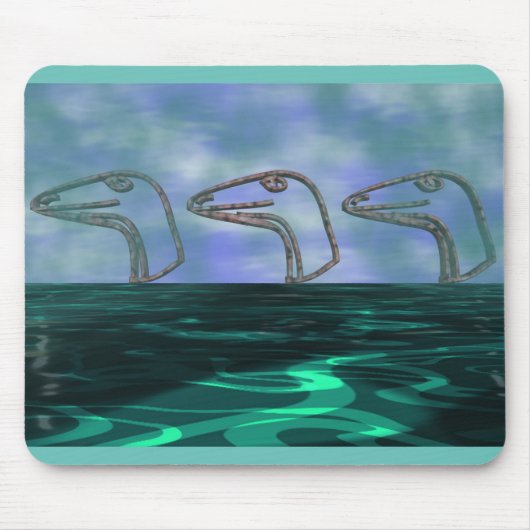 3 Dinosaurier Kopf auf einem rollenden Meer. Cloud Mousepad (Vorne)