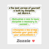 3 Disziplin-vor-Motivation-Zitate | Aufkleber (Blatt)