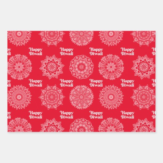 3 Diwali Rangoli Designs zum Verpacken von Papierb Geschenkpapier Set (Vorderseite 3)