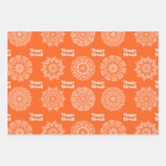 3 Diwali Rangoli Designs zum Verpacken von Papierb Geschenkpapier Set (Vorderseite 2)