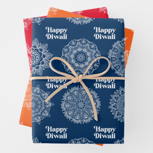3 Diwali Rangoli Designs zum Verpacken von Papierb Geschenkpapier Set (Beispiel)