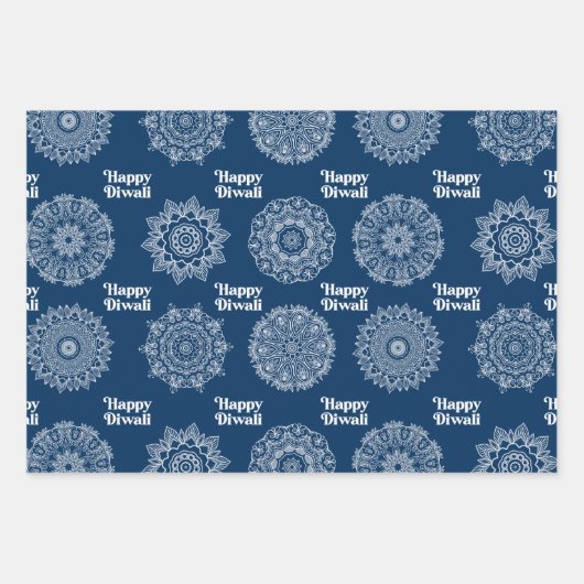 3 Diwali Rangoli Designs zum Verpacken von Papierb Geschenkpapier Set (Vorderseite)