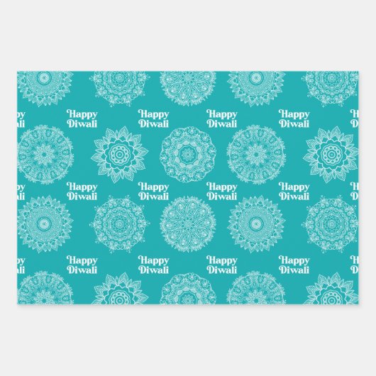 3 Diwali Rangoli Designs zum Verpacken von Papierb Geschenkpapier Set (Vorderseite 2)