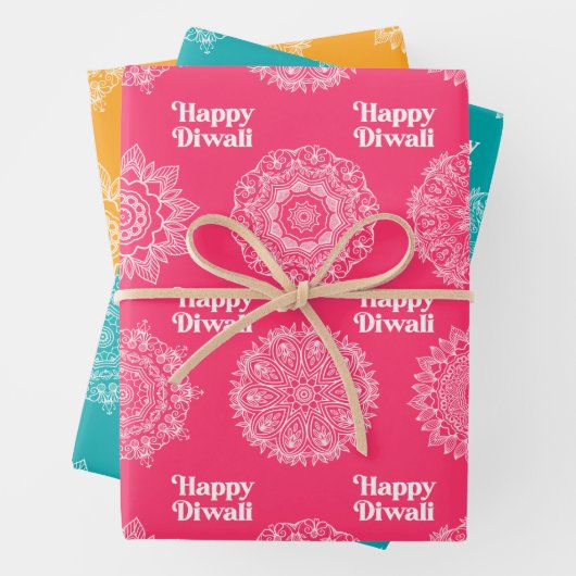 3 Diwali Rangoli Designs zum Verpacken von Papierb Geschenkpapier Set (Beispiel)