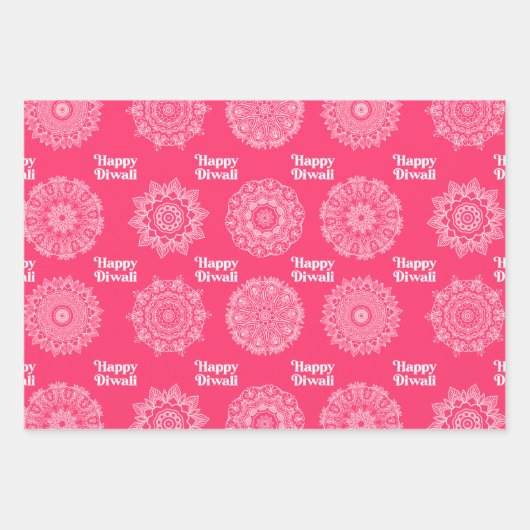 3 Diwali Rangoli Designs zum Verpacken von Papierb Geschenkpapier Set (Vorderseite)