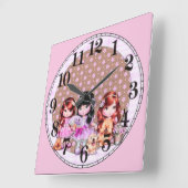 3 Dollar und Hunde Quadratische Wanduhr (Winkel)