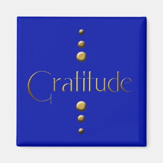 3 Dot Gold Block Dankbarkeit & Blue Background Magnet (Vorne)