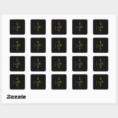 3 Dot Gold Block Faith & Black Background Quadratischer Aufkleber (Blatt)