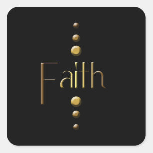 3 Dot Gold Block Faith & Black Background Quadratischer Aufkleber