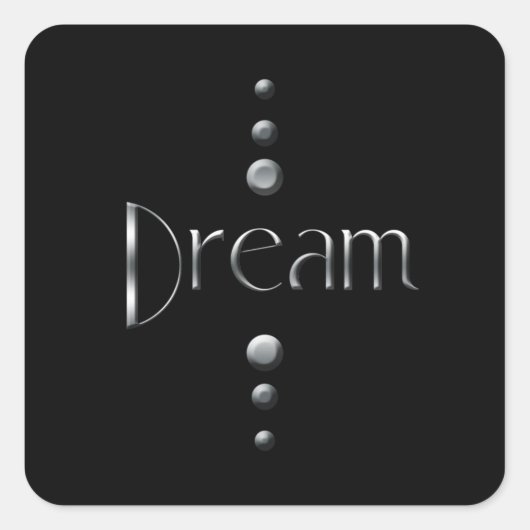 3 Dot Silver Block Dream & Black Background Quadratischer Aufkleber (Vorderseite)