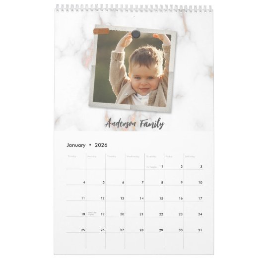 3 Drei Foto Moderne Elegante Collage Family Liebe Kalender (Jan 2026)