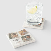 3 Drei Foto Moderne Elegante Collage Family Liebe Steinuntersetzer (Seitenansicht)