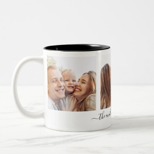 3 Drei Fotos für die FotoCollage-Familie Zweifarbige Tasse (Links)