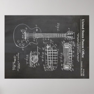3 E-Gitarre Patent - Lustiges Musikliebhaber-Gesch Poster