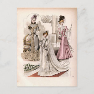 3 Edwardian Ladys Flows Gowns Vintage Mode Postkarte