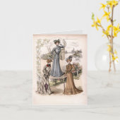 3 Edwardian Ladys in Park Vintage Mode Karte (Gelbe Blume)