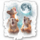 3 Eichhörnchen Moon Howling Eichhörnchen Kopf Funn Aufkleber (Vorderseite)