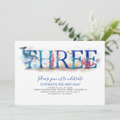 3 Einladung zum 3. Geburtstag unter der Meerestier (Stehend Vorderseite)