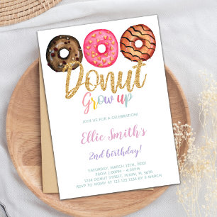 3 Einladungen zum Geburtstag von Donut