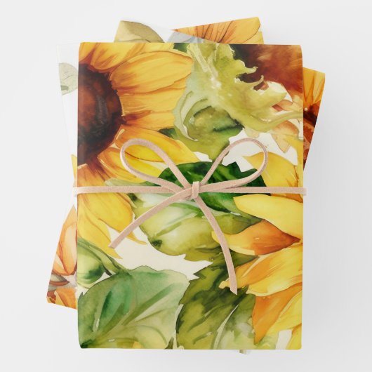 3 Einzigartige Gestaltung der gemusterten Sonnenbl Geschenkpapier Set (Beispiel)