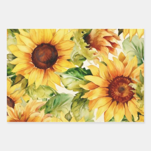 3 Einzigartige Gestaltung der gemusterten Sonnenbl Geschenkpapier Set (Vorderseite)