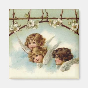 3 Engel unter Blumenbogen - Magnet