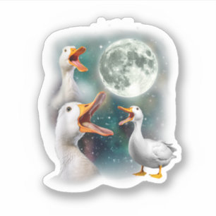 3 Enten heulen auf den Mond Lustig seltsam verfluc Aufkleber