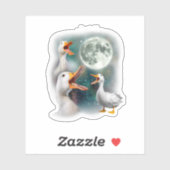 3 Enten Howl at Moon Funny Weiß Pekin Ente Aufkleber (Blatt)