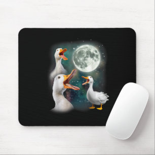 3 Enten Howl at Moon Funny Weiß Pekin Ente Mousepad
