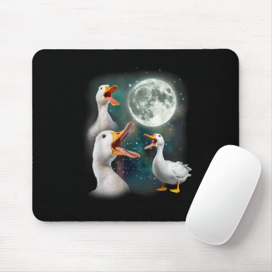 3 Enten Howl at Moon Funny Weiß Pekin Ente Mousepad (Mit Mouse)