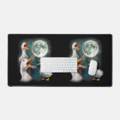 3 Enten Howl at Moon Funny Weiß Pekin Ente Schreibtischunterlage (Tastatur & Maus)