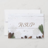 3 Entree Chocole Winter Pinecone und Snowflake UAW RSVP Karte (Vorderseite)