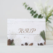 3 Entree Chocole Winter Pinecone und Snowflake UAW RSVP Karte (Stehend Vorderseite)