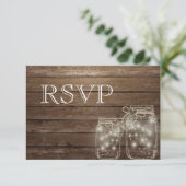3 Entree Choice Rustic Mason Jar Wedding Response RSVP Karte (Stehend Vorderseite)