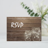 3 Entree Choice Rustic Mason Jar Wedding Response RSVP Karte (Stehend Vorderseite)
