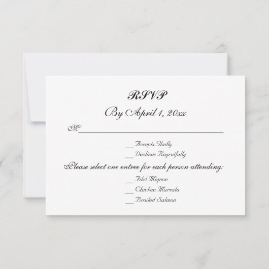 3 Entree Choice Rustic Mason Jar Wedding Response RSVP Karte (Rückseite)