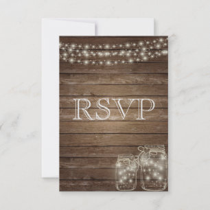 3 Entree Choice Rustic Mason Jar Wedding Response RSVP Karte