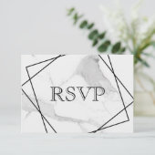 3 Entree Choices Marble Geometric Wedding Response Einladung (Stehend Vorderseite)