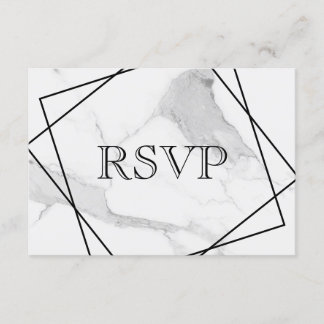 3 Entree Choices Marble Geometric Wedding Response Einladung