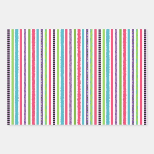 3 Entsprechende farbenfrohe und Coole Monstermuste Geschenkpapier Set (Vorderseite)