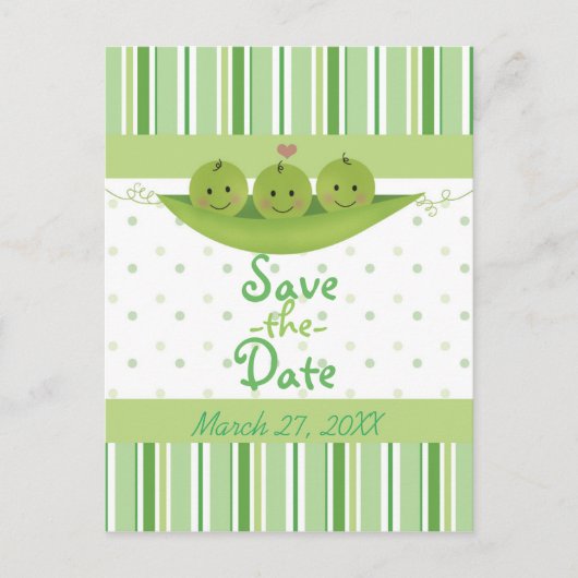 3 Erbsen in einem Pod-Baby-Duschsystem Save the Da Ankündigungspostkarte (Vorderseite)