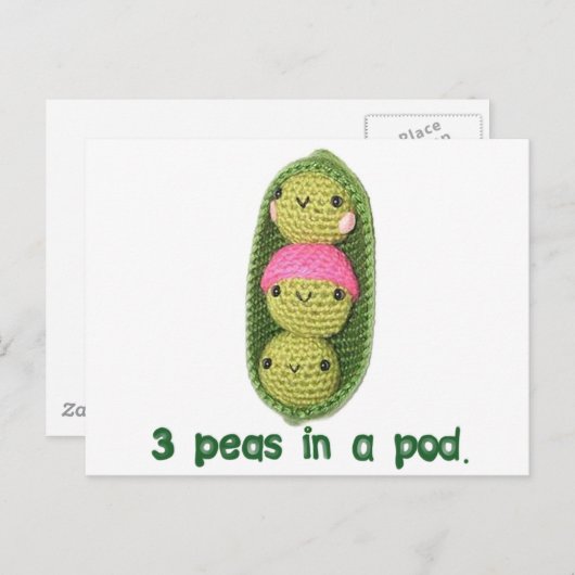 3 Erbsen in einem Pod Postkarte (Vorne/Hinten)
